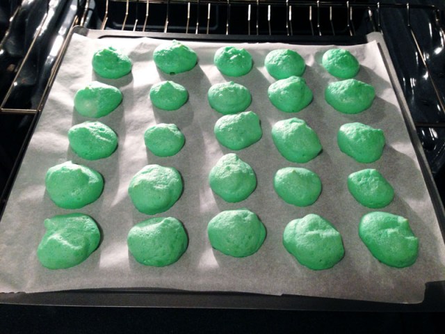 mint chocolate meringues halfway