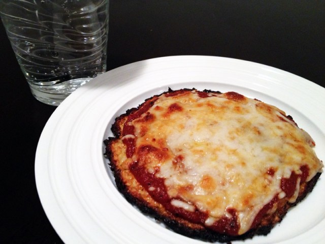 top finished cauliflower crust pizza