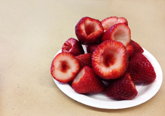 hollowed out strawberries