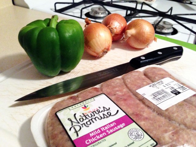 Sausage and pepper ingredients