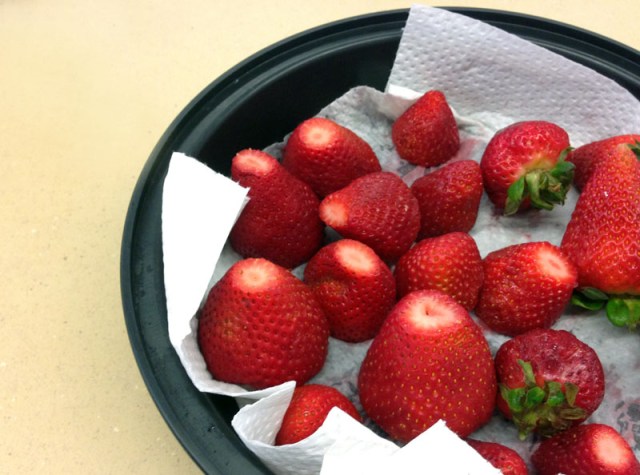 strawberries drained