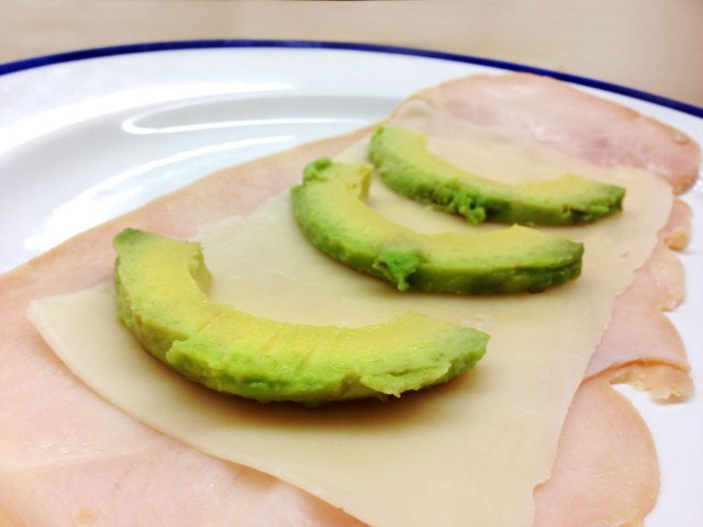 Turkey, swiss and avocado rolls - lay out